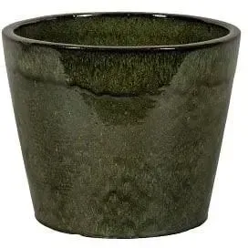 SHANGHAI Geglazuurde Keramische Bloempot - Ø21 x H19 cm, Donkergroen | 4-01DA