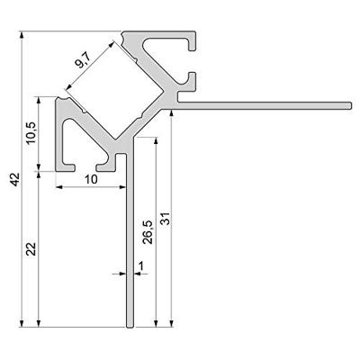 Deko Light 975351 EV-02-08 Tegel-profiel Aluminium (b x h x d) 42 x 42 x 2500 mm 2.50 m