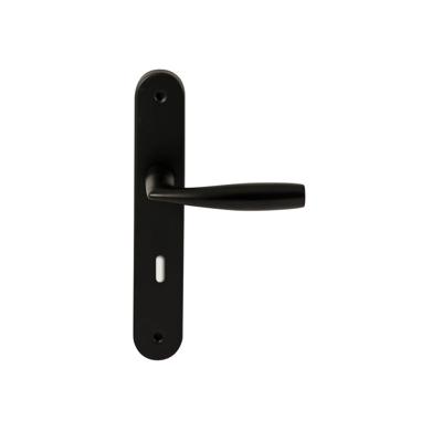 Hardbrass Deurkruk Naxos op ovaal langschild sleutelgat 72mm - zwart