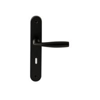 Hardbrass Deurkruk Naxos op ovaal langschild sleutelgat 72mm - zwart - thumbnail