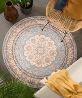 Heritaged Rond Vintage buitenkleed - Valenca Nova lichtblauw|beige - - thumbnail