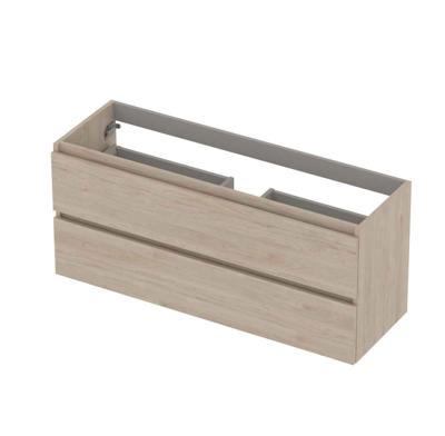 INK - Onderkast 2 Laden Greeploos met Houten Keerlijst - 1200x400x520 Mm - Ivoor Eiken