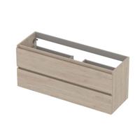 INK - Onderkast 2 Laden Greeploos met Houten Keerlijst - 1200x400x520 Mm - Ivoor Eiken - thumbnail