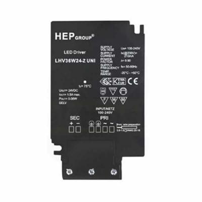 Leddriver constante spanning 24Vdc met max. 36W vermogen.