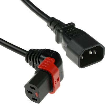 ACT AK5278 Netsnoer C14 - C13 IEC Lock (boven haaks) | Zwart | 3 meter