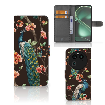 OPPO Find X6 | Telefoonhoesje | Met pasjeshouder | Pauw met Bloemen