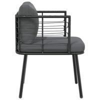 Tuinstoel met kussens poly rattan zwart - thumbnail