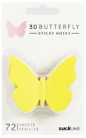 Suck UK memoblok vlinder 3D 5 x 6,5 cm papier geel/roze/blauw - thumbnail