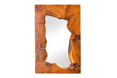 Massieve spiegel MOSAIK 90cm teakhouten vierkante boomstam handgemaakt - 44711