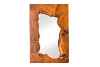 Massieve spiegel MOSAIK 90cm teakhouten vierkante boomstam handgemaakt - 44711 - thumbnail