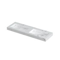 INK Pitch Wastafel Keramische Slab Bak Dubbel met Drain en Front en Side Skirts 2 Kraangaten - 1400x450x90 mm - Statuario Glans - thumbnail