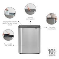 Brabantia bo touch bin 2x30 liter matt steel fingerprint proof - thumbnail