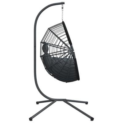 Hangstoel met standaard rattan en staal antracietkleurig
