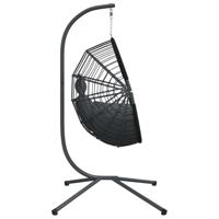 Hangstoel met standaard rattan en staal antracietkleurig - thumbnail