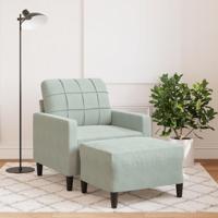 Fauteuil met voetenbank 60 cm fluweel lichtgrijs - thumbnail