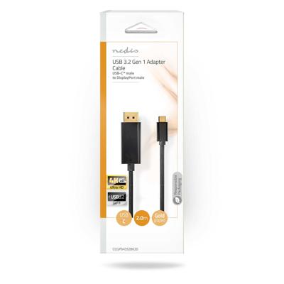 USB-C Adapter | USB 3.2 Gen 1 | USB-C Male | DisplayPort Male | 4K@60Hz | 2.00 m | Rond | Verguld | PVC | Zwart | Envelop