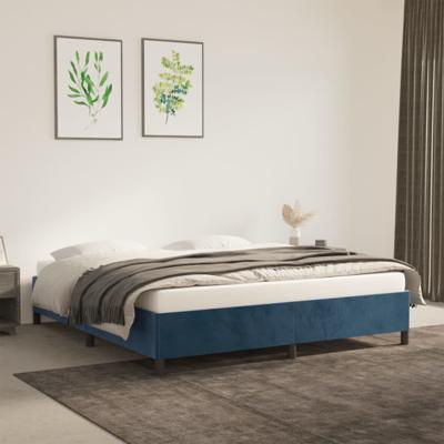 Bedframe fluweel donkerblauw 160x200 cm Bedframe fluweel donkerblauw 160x200 cm