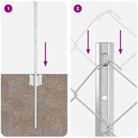 VidaXL Hek met paal zilver 0,6 x 25 m staal - thumbnail