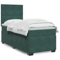 Boxspring met matras fluweel donkergroen 80x200 cm - thumbnail