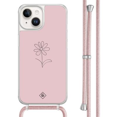iPhone 14 hoesje met rosegoud koord - Madeliefje