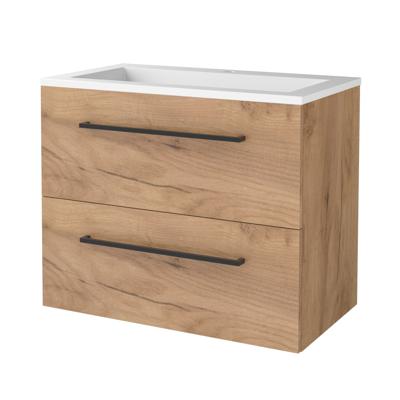 Badmeubelset BWS Salt 100x46cm Met Grepen 2 Lades Met Wastafel Acryl 1 Kraangat Whisky Oak