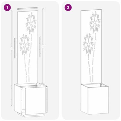 VidaXL Tuin privacy screen bloemen zilver 32 x 140 cm roestvrij staal