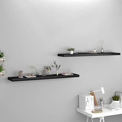 VidaXL Wandschappen zwevend 2 st 120x23,5x3,8 cm mdf zwart