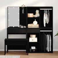 Kaptafelset met LED Zwart Eiken Gefabriceerd Hout - thumbnail