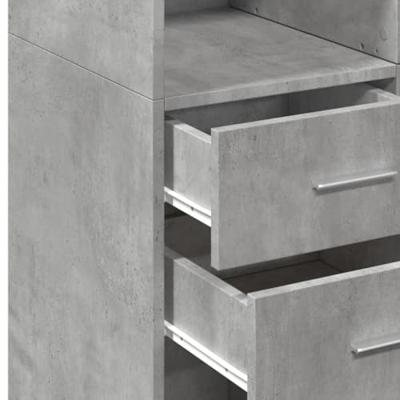 Hoge kast 70x42,5x185 cm bewerkt hout betongrijs