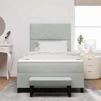 Boxspringbed met Matras & Bank Lichtgrijs 120x200 cm Fluweel - thumbnail