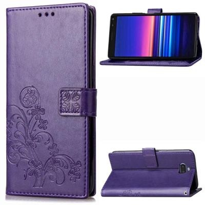 Voor Sony Xperia 20 4-blad clasp reliëf Buckle mobiele telefoon bescherming lederen draagtas met Lanyard & Card slot & portemonnee & beugel functie (