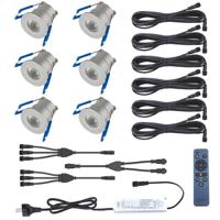 LED Veranda Spot Complete Set - Velvalux - 6 Stuks - 3W - Warm Wit 3000K - Dimbaar - Waterdicht IP65 - Inbouw - Rond - Mat Zilver - Aluminium - 12V - thumbnail