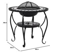 Vuurtafel mozaek 68 cm keramiek zwart en wit - thumbnail