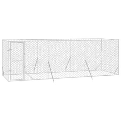 Hondenkennel voor buiten 6x2x2 m gegalvaniseerd staal zilver