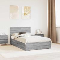 Bedframe met hoofdeinde Grijs Sonoma 135 x 190 cm Bewerkt hout - thumbnail