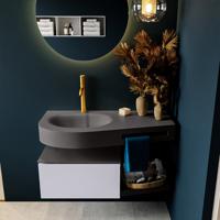 MONDIAZ RIVA 100cm badmeubel onderkast / planchet kleur Cale met 1 lade. Wastafel DULCET links 1 kraangat kleur Dark_Grey. - thumbnail