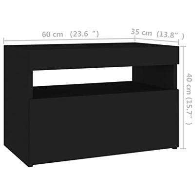Nachtkastje met LED-verlichting 60x35x40 cm bewerkt hout zwart Nachtkastje met LED-verlichting 60x35x40 cm bewerkt hout zwart