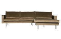 WOOOD Loungebank 'Rodeo' Rechts, Velvet, kleur Taupe - thumbnail