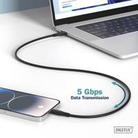 Digitus AK-300342-020-S USB-C-kabel USB 3.2 Gen1 USB-C stekker 2.00 m Zwart (mat) Uitstekende verouderingseigenschappen, Flexibel, Flexibele binnenader, - thumbnail