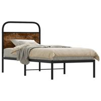 Bedframe zonder matras bewerkt hout gerookt eiken 75x190 cm - thumbnail
