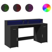 Bureau met LED-verlichting 160x55x91 cm bewerkt hout zwart - thumbnail