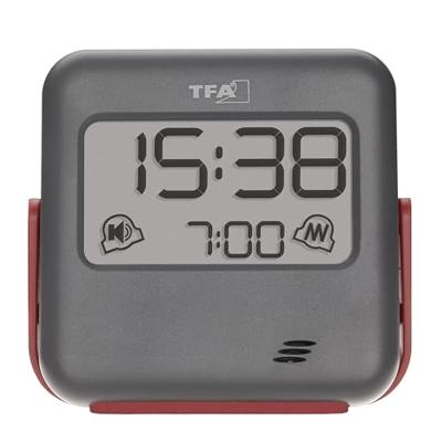 TFA Dostmann 60.2031.10 Wekker Kwarts Grijs Alarmtijden 1 Trilalarm, Extra luid wekgeluid