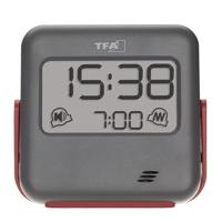 TFA Dostmann 60.2031.10 Wekker Kwarts Grijs Alarmtijden 1 Trilalarm, Extra luid wekgeluid - thumbnail