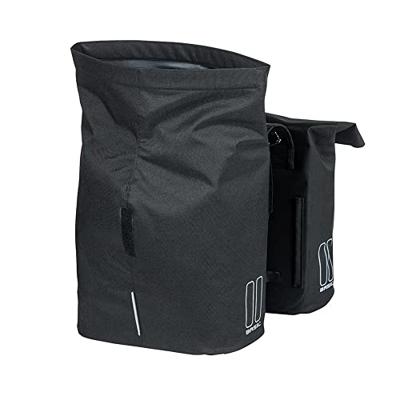 Basil city dubbele fietstas grijs, waterafstotend, geschikt voor e-bikes, reflecterend, 28-32l - thumbnail