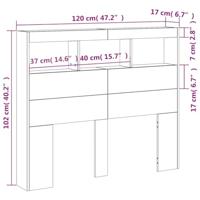 Hoofdbordkast met LED-verlichting 120x17x102 cm betongrijs - thumbnail