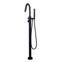 Wiesbaden Caral vrijstaande bad mengkraan 108 cm rond zwart mat - thumbnail