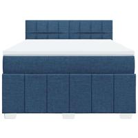 Boxspring met matras stof blauw 140x200 cm - thumbnail