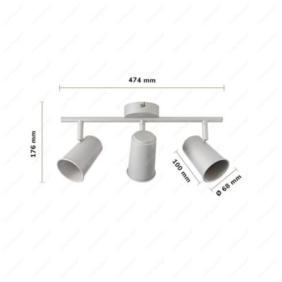 Riga - LED plafondlamp - 12 Watt 1035 Lumen - 3 spots - 4000K Neutraal wit - Draaibaar en dimbaar - GU10 - Kantelbaar - Plafondspot - IP20 Voor binnen - Wit