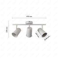 Riga - LED plafondlamp - 3 spots - Draaibaar en dimbaar - GU10 - Kantelbaar - Plafondspot - IP20 voor binnen - Wit - thumbnail