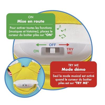 Sprekende muzikale knuffel - Zigeunerspeelgoed - Kleine bruine beer - Verhalenverteller - 28 cm - Bruin Geel Rood